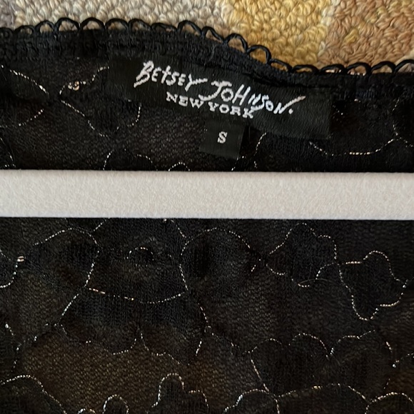 VINTAGE BETSEY JOHNSON SILVER LACE BODYCON MIDI S - Picture 2 of 3